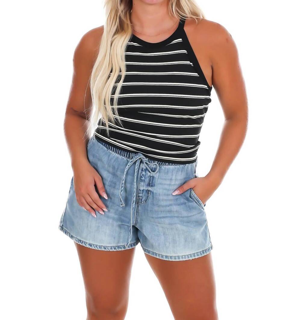 NEW MIOU MUSE day trip stripe high neck tank top in black